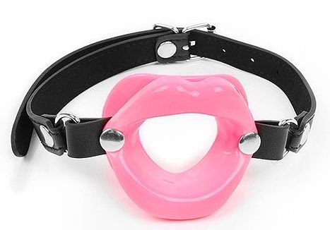 Розовый кляп-губки на черном ремешке - Notabu - купить с доставкой в Белгороде