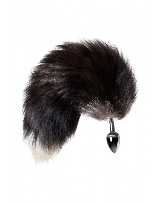 Серебристая металлическая анальная втулка с хвостом чернобурой лисы - размер S - ToyFa - купить с доставкой в Белгороде