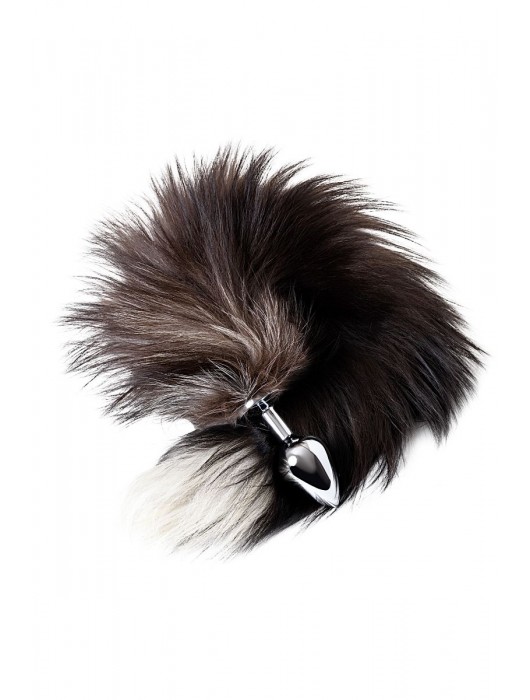 Серебристая металлическая анальная втулка с хвостом чернобурой лисы - размер S - ToyFa - купить с доставкой в Белгороде