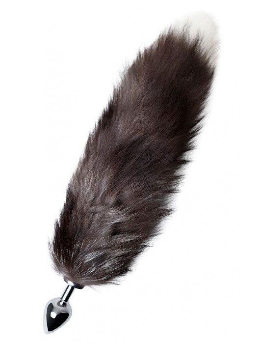 Серебристая металлическая анальная втулка с хвостом чернобурой лисы - размер S - ToyFa - купить с доставкой в Белгороде