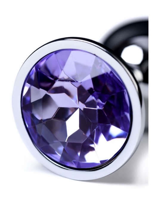 Серебристая конусовидная анальная пробка с фиолетовым кристаллом - 7 см. - ToyFa - купить с доставкой в Белгороде