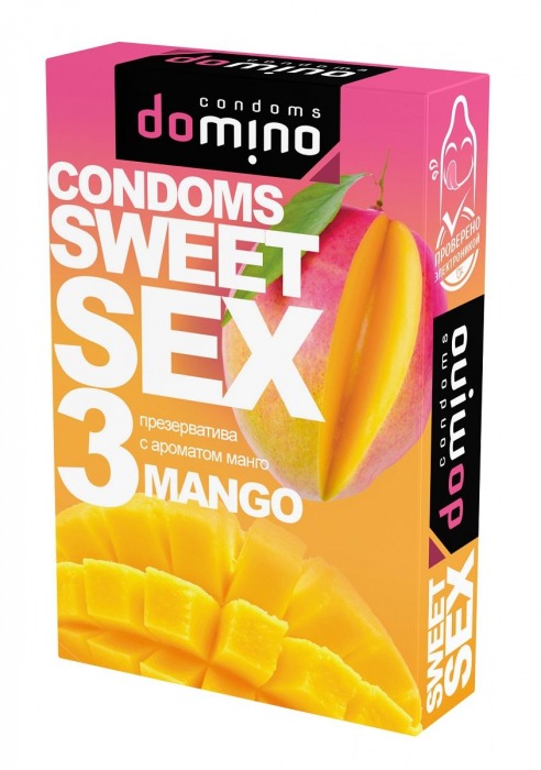 Презервативы для орального секса DOMINO Sweet Sex с ароматом манго - 3 шт. - Domino - купить с доставкой в Белгороде