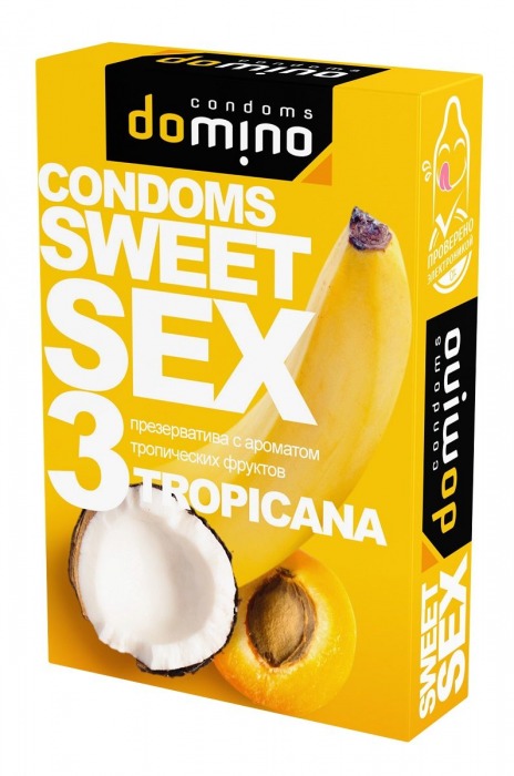 Презервативы для орального секса DOMINO Sweet Sex с ароматом тропических фруктов - 3 шт. - Domino - купить с доставкой в Белгороде