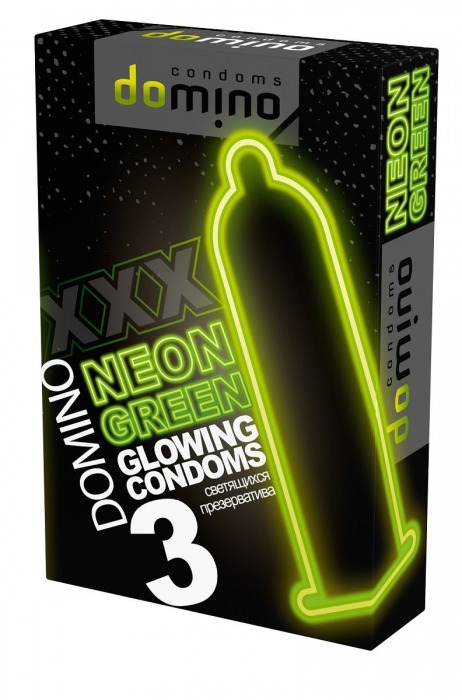 Презервативы DOMINO Neon Green со светящимся в темноте кончиком - 3 шт. - Domino - купить с доставкой в Белгороде