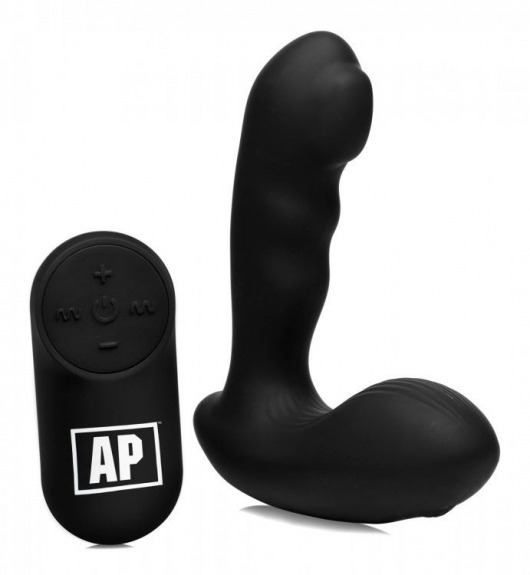 Черный стимулятор простаты Alpha-Pro 7X P-Milker Silicone Prostate Stimulator with Milking Bead - XR Brands - в Белгороде купить с доставкой