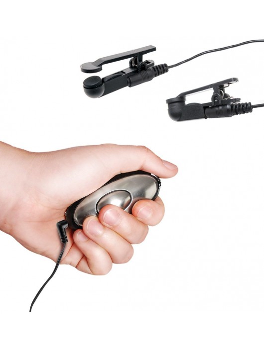 Черные электрические зажимы для сосков Shock Therapy Nipple Clamps - Pipedream - купить с доставкой в Белгороде