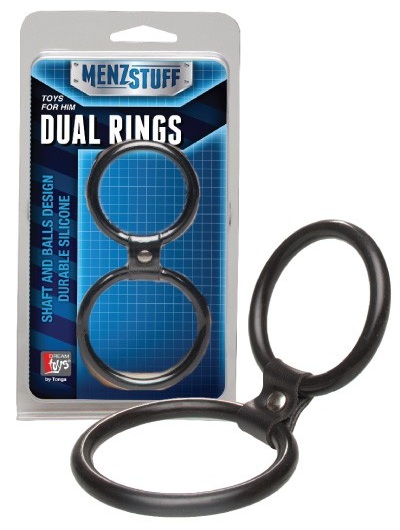 Чёрное двойное эрекционное кольцо Dual Rings Black - Dream Toys - в Белгороде купить с доставкой