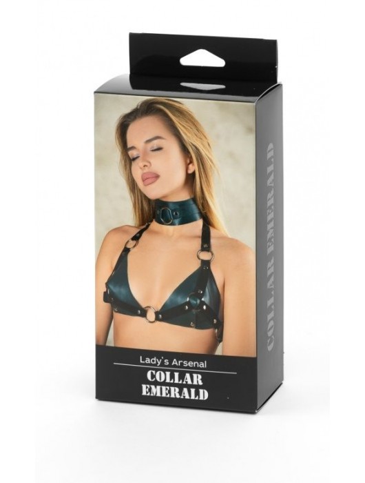 Изумрудный ошейник Ladys Arsenal на регулируемом ремешке - БДСМ Арсенал - купить с доставкой в Белгороде