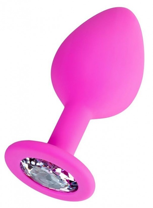 Розовая анальная втулка Brilliant с прозрачным кристаллом - 7 см. - ToyFa - купить с доставкой в Белгороде