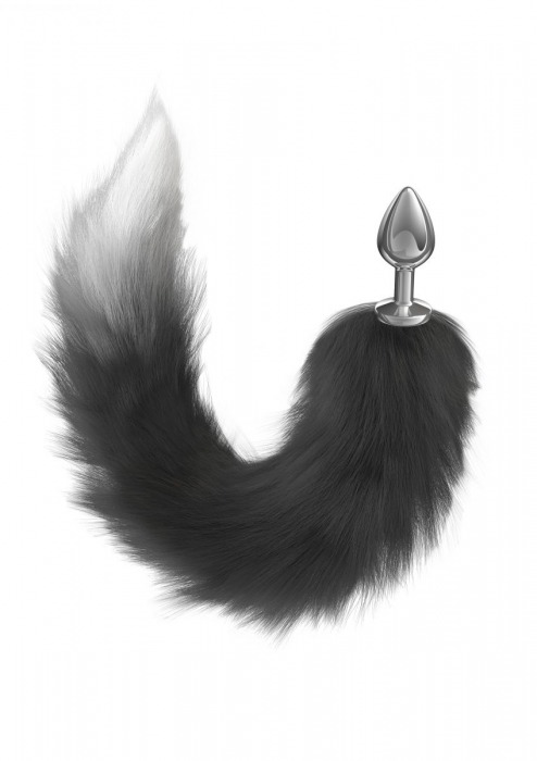 Серебристая анальная пробка с черным хвостом Galaxy - Lola Games - купить с доставкой в Белгороде