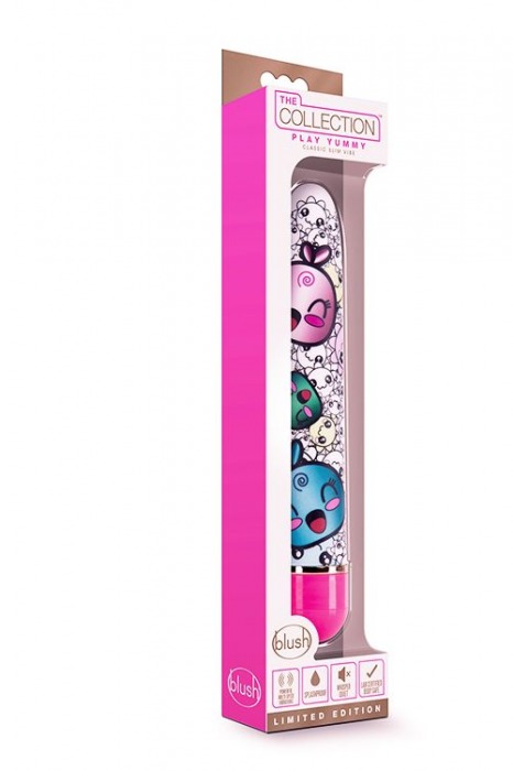Яркий вибромассажёр с принтом Play Yummy - 17,8 см. - Blush Novelties