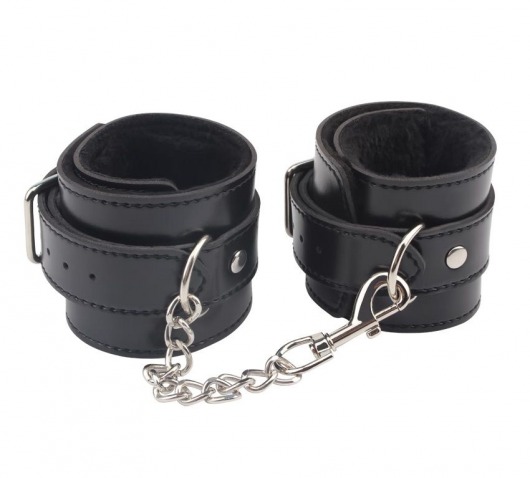 Черные оковы на ноги Obey Me Leather Ankle Cuffs - Chisa - купить с доставкой в Белгороде