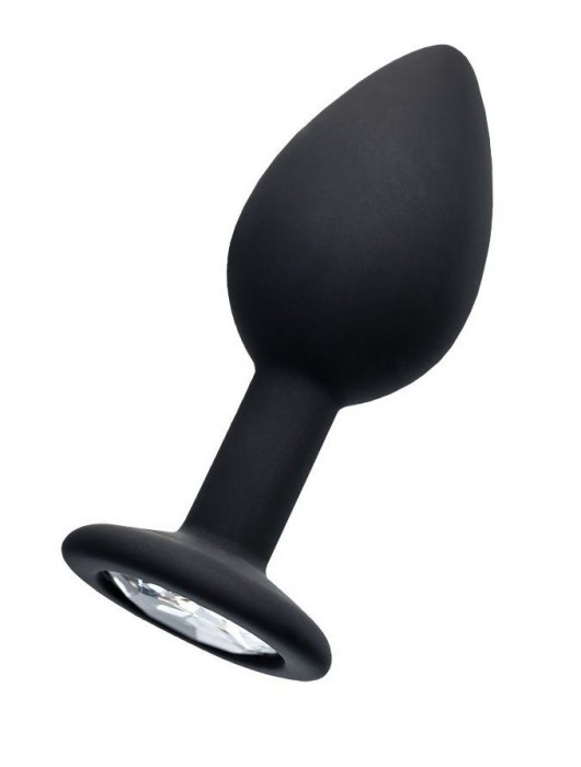 Черная анальная втулка с прозрачным стразом - 7,2 см. - POPO Pleasure - купить с доставкой в Белгороде