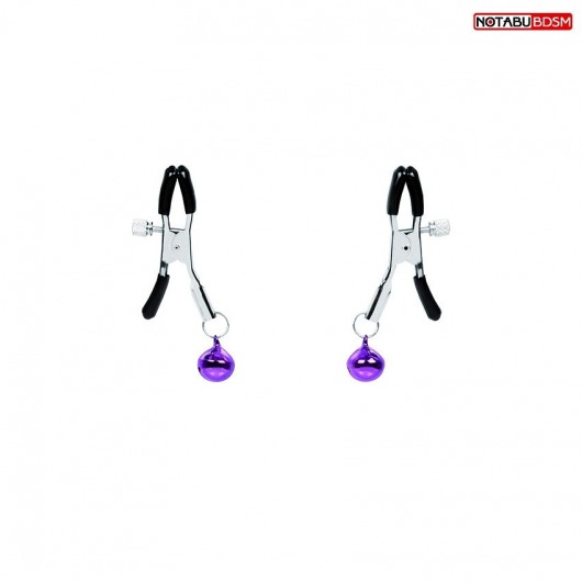 Оригинальные зажимы на соски с фиолетовыми шариками - Notabu - купить с доставкой в Белгороде