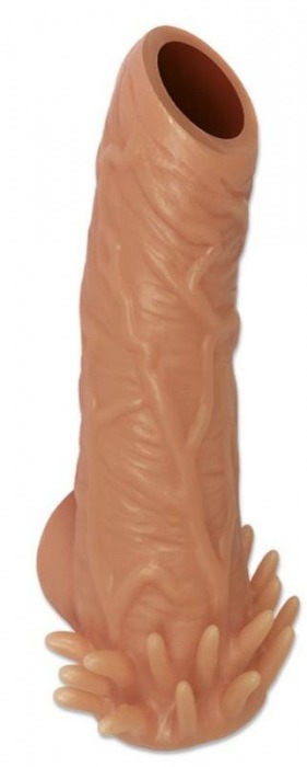 Телесная насадка с усиками и открытой головкой Nude Sleeve L - 14 см. - KOKOS - в Белгороде купить с доставкой