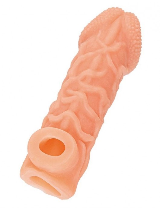 Телесная закрытая насадка с венками Cock Sleeve Size S - 13,8 см. - KOKOS - в Белгороде купить с доставкой