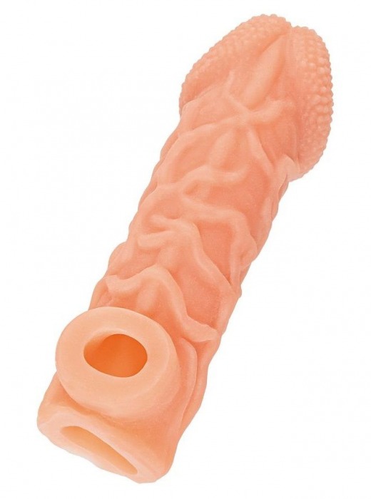 Телесная закрытая насадка с венками Cock Sleeve Size L - 17,6 см. - KOKOS - в Белгороде купить с доставкой