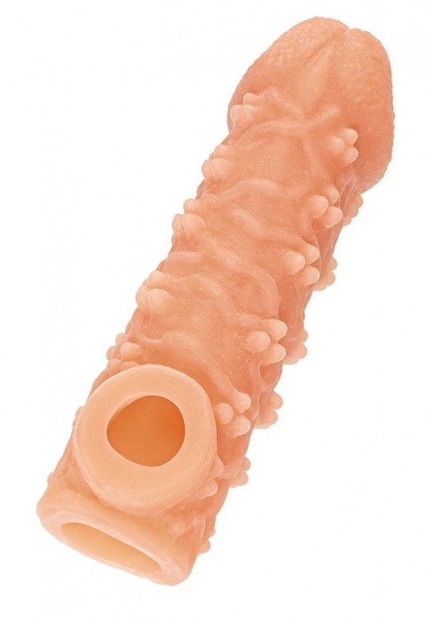 Телесная закрытая насадка с пучками шишечек Cock Sleeve Size M - 15,6 см. - KOKOS - в Белгороде купить с доставкой
