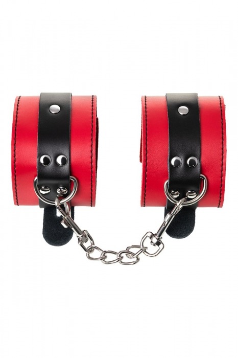 Красно-черные оковы на ноги из кожи - ToyFa - купить с доставкой в Белгороде
