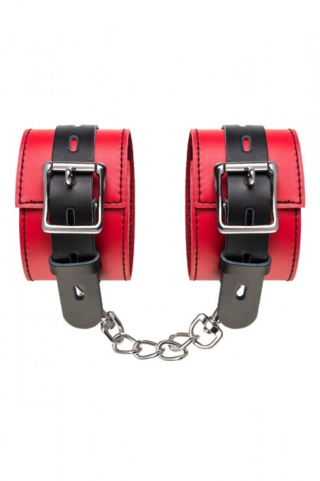 Красно-черные оковы на ноги из кожи - ToyFa - купить с доставкой в Белгороде