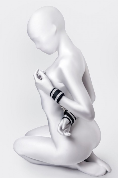 Серебристо-черные наручники Anonymo - ToyFa - купить с доставкой в Белгороде