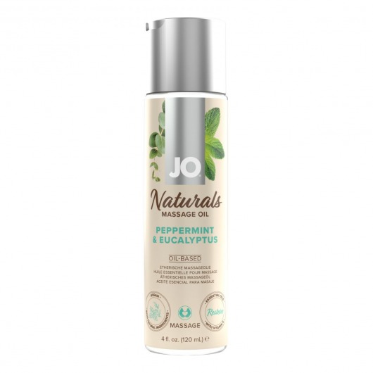 Массажное масло с ароматом перечной мяты и эвкалипта JO Naturals Peppermint   Eucalyptus - 120 мл. - System JO - купить с доставкой в Белгороде