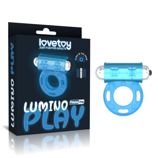 Голубое, светящееся в темноте эрекционное виброкольцо Lumino Play Vibrating Penis Ring - Lovetoy - в Белгороде купить с доставкой