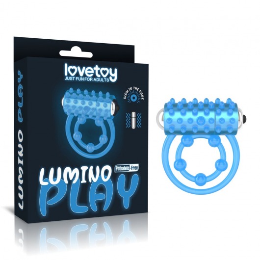 Голубое, светящееся в темноте виброкольцо Lumino Play Vibrating Penis Ring - Lovetoy - в Белгороде купить с доставкой