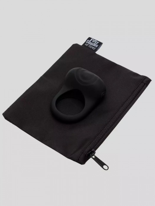 Черное эрекционное виброкольцо Sensation Rechargeable Vibrating Love Ring - Fifty Shades of Grey - в Белгороде купить с доставкой