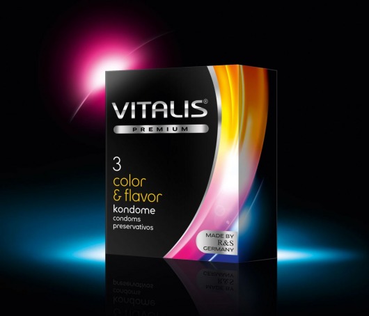 Цветные ароматизированные презервативы VITALIS PREMIUM color   flavor - 3 шт. - Vitalis - купить с доставкой в Белгороде