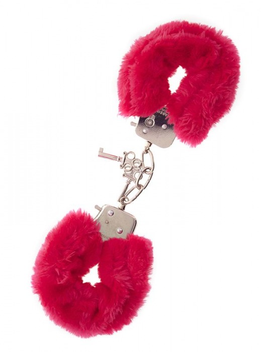 Металлические наручники с красной меховой опушкой METAL HANDCUFF WITH PLUSH RED - Dream Toys - купить с доставкой в Белгороде