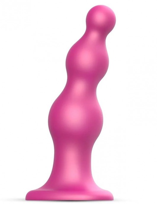 Розовая насадка Strap-On-Me Dildo Plug Beads size S - Strap-on-me - купить с доставкой в Белгороде