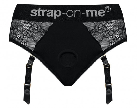Черные трусики для насадок Diva Lingerie Harness - size S - Strap-on-me - купить с доставкой в Белгороде