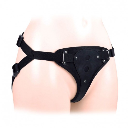 Черный пояс-трусики в комплекте с коннектором и насадкой - Notabu - купить с доставкой в Белгороде
