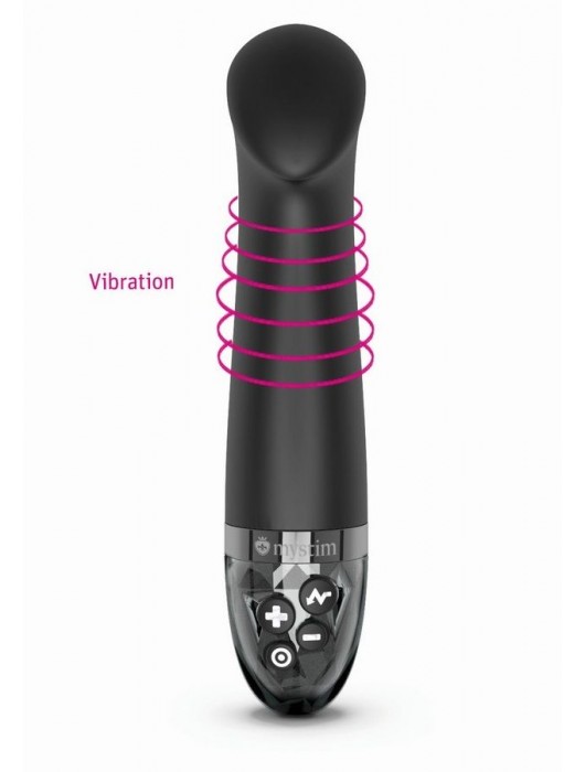 Черный вибратор с функцией электростимуляции Right on Ron - 17 см. - MyStim - купить с доставкой в Белгороде