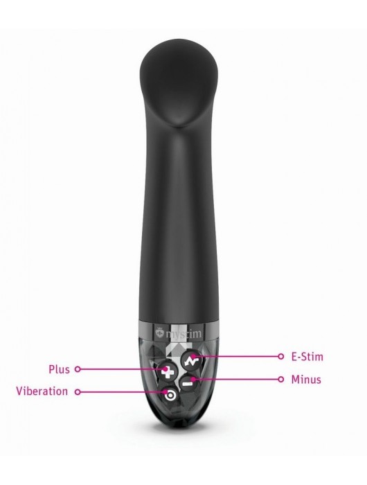 Черный вибратор с функцией электростимуляции Right on Ron - 17 см. - MyStim - купить с доставкой в Белгороде