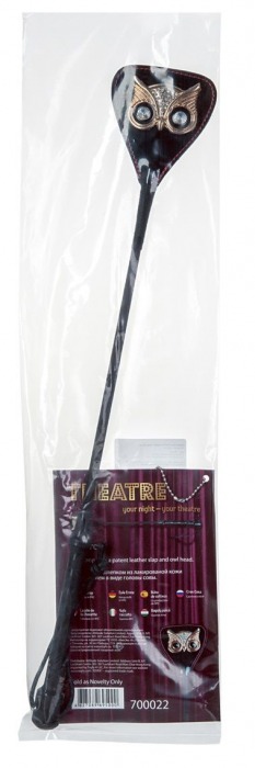 Чёрный стек с совой на кожаном наконечнике - 24 см. - ToyFa - купить с доставкой в Белгороде