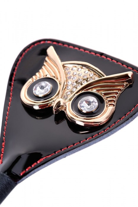 Чёрный стек с совой на кожаном наконечнике - 24 см. - ToyFa - купить с доставкой в Белгороде