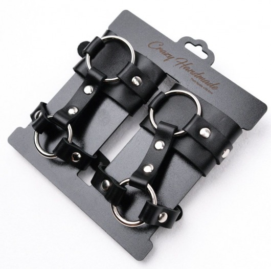 Черные наручники с креплением на кисть руки - Crazy Handmade - купить с доставкой в Белгороде