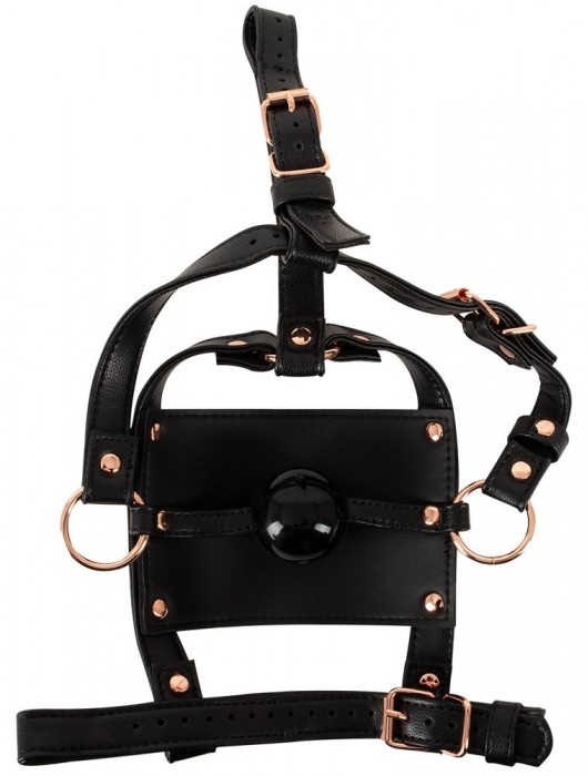 Черный намордник с кляпом-шаром Head Harness With A Gag - Orion - купить с доставкой в Белгороде