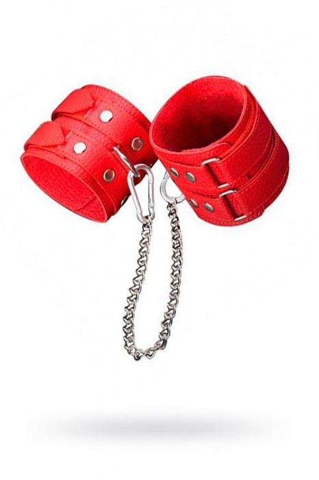 Кожаные красные оковы с цепочкой - Sitabella - купить с доставкой в Белгороде