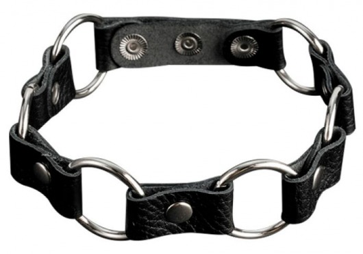 Кожаный черный ошейник с кольцами - Sitabella - купить с доставкой в Белгороде