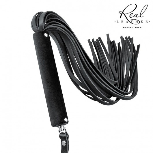 Черная кожаная плеть-флоггер - 84 см. - Notabu - купить с доставкой в Белгороде