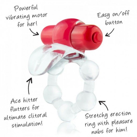 Виброкольцо с язычком и красным виброэлементом Overtime - Screaming O - в Белгороде купить с доставкой