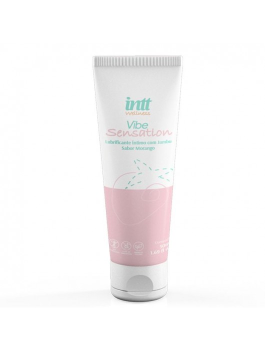 Лубрикант на водной основе Vibe Sensation с клубничным вкусом и легким вибрирующим эффектом - 50 гр. - INTT - купить с доставкой в Белгороде