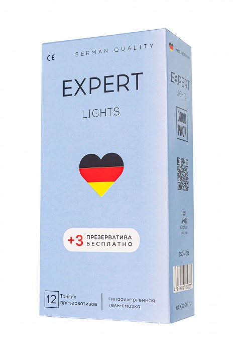 Ультратонкие презервативы EXPERT Lights - 12 шт.(+3 в подарок) - Expert - купить с доставкой в Белгороде