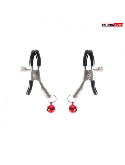 Серебристые зажимы на соски с шариками - Notabu - купить с доставкой в Белгороде