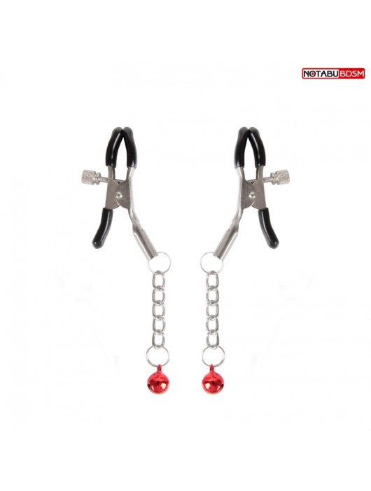 Серебристые зажимы на соски с шариками на цепочках - Notabu - купить с доставкой в Белгороде