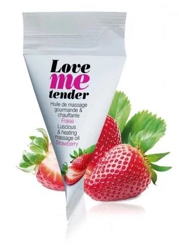 Съедобное согревающее массажное масло Love Me Tender Strawberry с ароматом клубники - 10 мл. - Love to Love - купить с доставкой в Белгороде