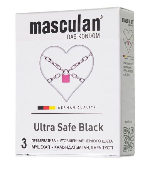 Ультрапрочные презервативы Masculan Ultra Safe Black - 3 шт. - Masculan - купить с доставкой в Белгороде